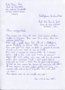 lettre au Mali 1 - recto